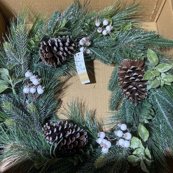 Holiday Lane Northern Holiday Berry & Pine Cone Wreath - Picture 2 of 5
